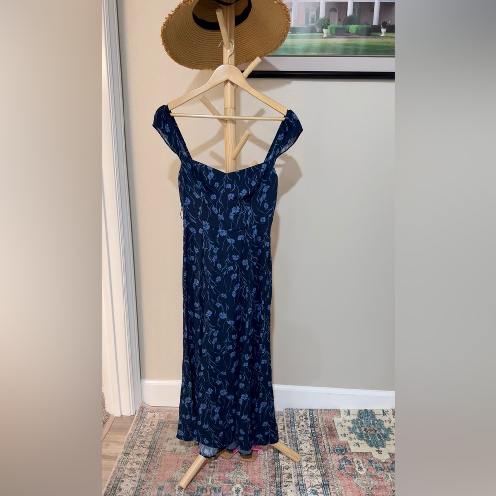 Reformation Bryson Dress In Georgia Blue, brand new, never worn, no flaws. - Picture 7 of 13